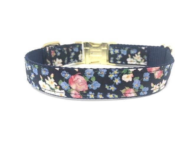 Dog Collar, Dog Collar Girl, Floral, Personalized, Custom Dog Collar, Engraved Dog Collar, Puppy Collar, Pink, Blue, Designer Dog Collar