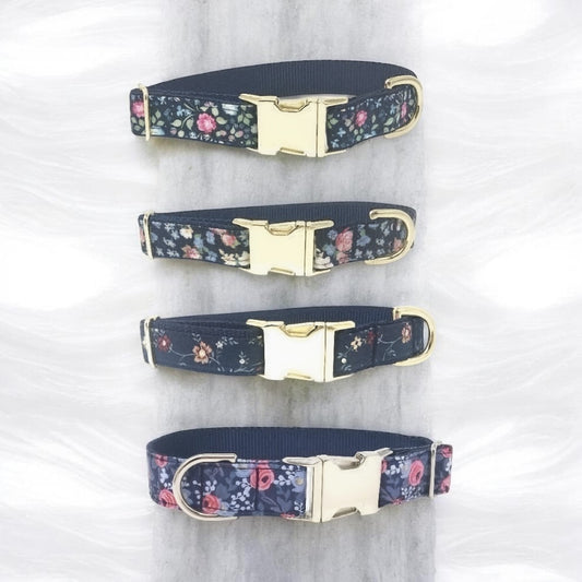 Dog Collar, Dog Collar Girl, Floral, Personalized, Custom Dog Collar, Engraved Dog Collar, Puppy Collar, Pink, Blue, Designer Dog Collar