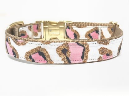 Girl Dog Collar, Leopard, Cheetah, Custom Dog Collar, Puppy Collar, Small Dog Collar, Engraved Dog Collar, Designer Dog Collar, Cute, Large