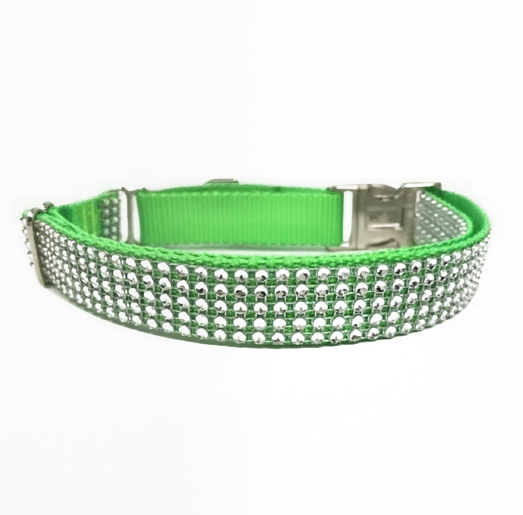 Rhinestone, Buckle, Martingale, Dog Collar, Neon, Lime, Green, Sparkle, Bedazzled, Girl Dog, Wedding Collar, Personalized, Engraved, Custom