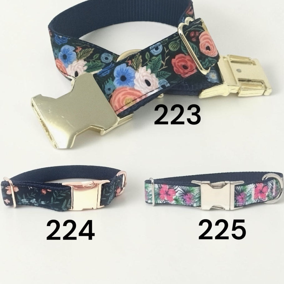 Dog Collar, Dog Collar Girl, Floral, Personalized, Custom Dog Collar, Engraved Dog Collar, Puppy Collar, Pink, Blue, Designer Dog Collar