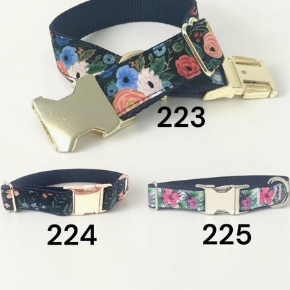 Dog Collar, Dog Collar Girl, Floral, Personalized, Custom Dog Collar, Engraved Dog Collar, Puppy Collar, Pink, Blue, Designer Dog Collar