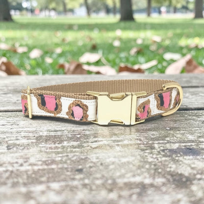 Girl Dog Collar, Leopard, Cheetah, Custom Dog Collar, Puppy Collar, Small Dog Collar, Engraved Dog Collar, Designer Dog Collar, Cute, Large