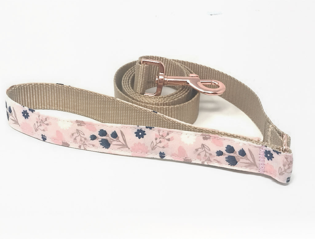 Martingale Dog Collar, With Rose Gold Metal Buckle, Floral Print, For Girls, Personalized, Engraved, Fashion, Female, Pink, Blue, Choker