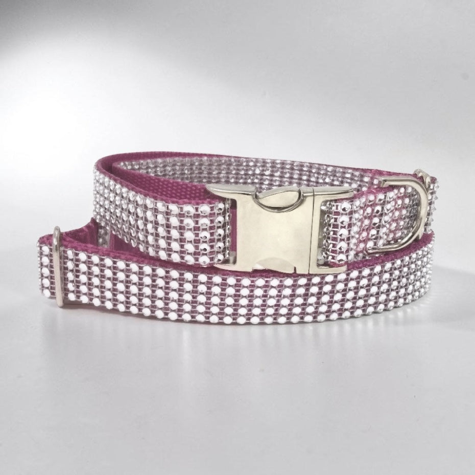 Rhinestone, Raspberry, Rose, Rhinestone, Dog Collar, Bling, Sparkle, Bedazzled, Girl Dog, Wedding Collar, Personalize, Engrave, Custom