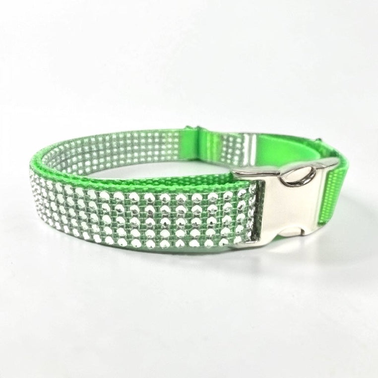 Rhinestone, Buckle, Martingale, Dog Collar, Neon, Lime, Green, Sparkle, Bedazzled, Girl Dog, Wedding Collar, Personalized, Engraved, Custom