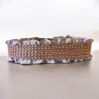 Bling Designer Dog Collar, Sparkle Rhinestones, Girl, Fancy, Personalized, Bedazzled, Grey, Puppy, Pet, Cat, Engraved, Custom, Diamond, Gift