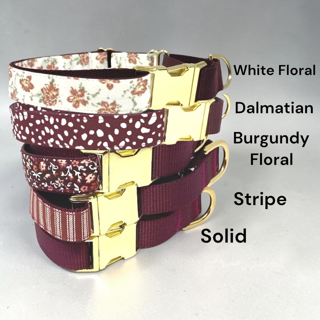 Fall Dog Collar, Personalized, Custom, Buckle Martingale Collar, Girl, Burgundy, Floral, Puppy Collar, Cute, Designer Dog Collar, Engraved