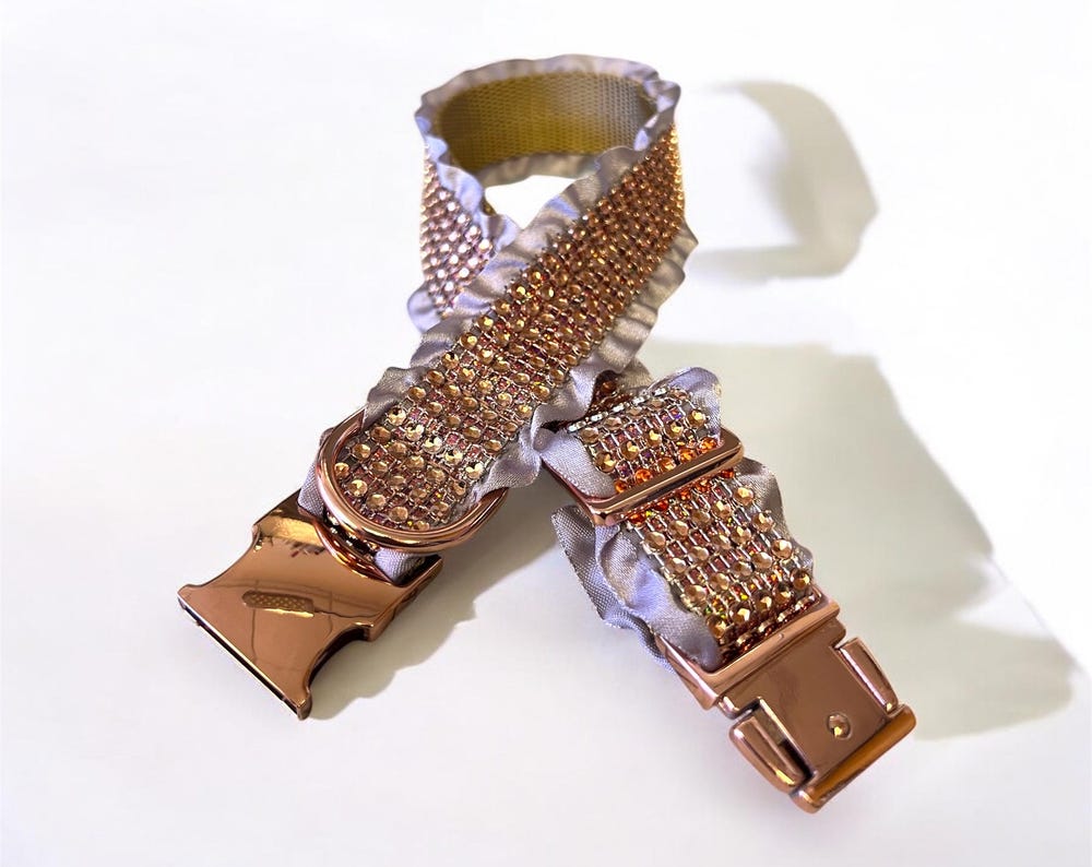 Bling Designer Dog Collar, Sparkle Rhinestones, Girl, Fancy, Personalized, Bedazzled, Grey, Puppy, Pet, Cat, Engraved, Custom, Diamond, Gift