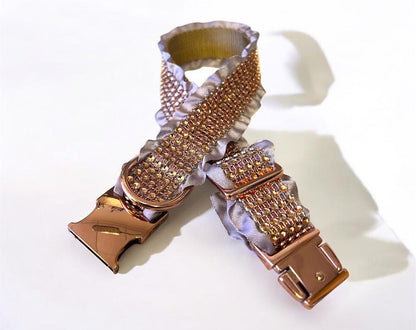 Bling Designer Dog Collar, Sparkle Rhinestones, Girl, Fancy, Personalized, Bedazzled, Grey, Puppy, Pet, Cat, Engraved, Custom, Diamond, Gift