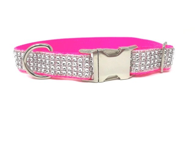 Rhinestone, Glitter, Fancy Dog Collar, Blingy Sparkly Pet Collar, Hot Pink, Purple, Lavender, Collar, Personalized, Engrave, Girls, Female