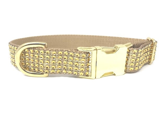 Fancy, Gold, Glitter, Rhinestone, Sparkle Dog Collar, Bling, Bedazzled, Personalize Dog Collar, Custom, Engrave, Girls, Female, Cat, Diamond