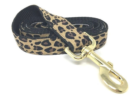 Leopard Print Dog Leash, Gold, Black, 5 Foot Dog Leash, Animal Print, Boy, Girl, Dog Lead, Dog Lover Gift, Dog Accessories, Brown