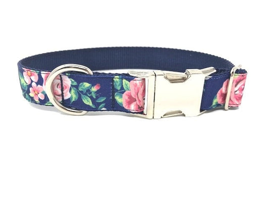 Pretty Floral Dog Collar, Girl Dog Collar, Personalized, Engraved, Customized Dog Collar, Cute Dog Collar, Vintage Collar, Female, Roses
