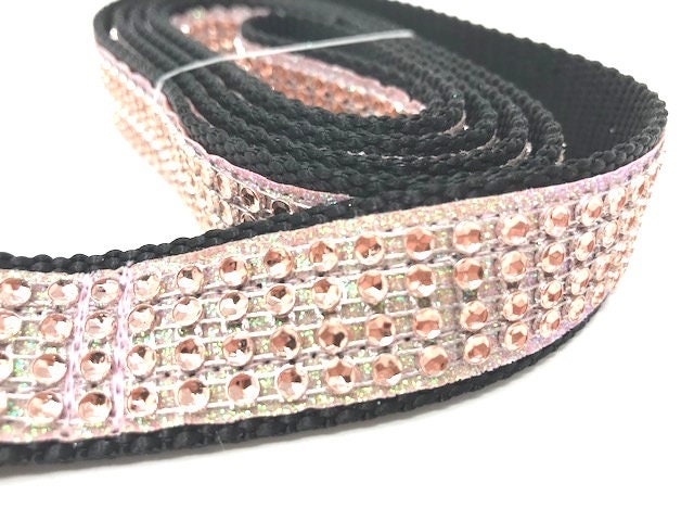 Rose Gold Dog Leash, Black Nylon, Bling And Sparkly Rhinestone And Glitter Fancy Dog Leash With Rose Gold Hardware, Girl Dog Leash, Female