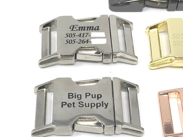 Gray And Black Denim Look Dog Collar in Medium, and Large and Extra Large Dog Collar For Boys and Male Dogs, Personalized, Engraved, Custom