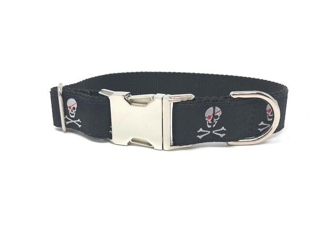 Skull Dog Collar, Pirate, Cross Bones, Rock N Roll, Halloween, Boys, Girls, Male, Female, Personalized, Custom, Engraved