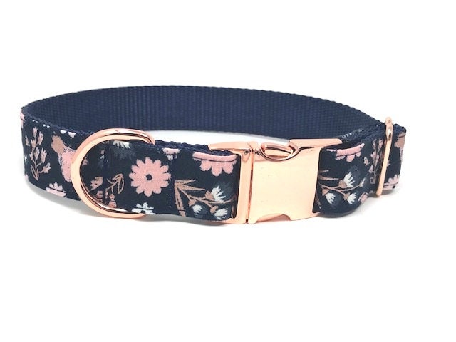 Pink, Rose Gold, Blue, Dog Collar, Stripes, Floral, Navy Blue, Girls, Female, Fancy, Designer, Fashion, Personalized, Engraved, Customized