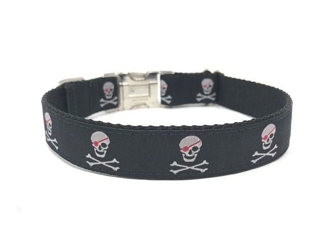 Skull Dog Collar, Pirate, Cross Bones, Rock N Roll, Halloween, Boys, Girls, Male, Female, Personalized, Custom, Engraved