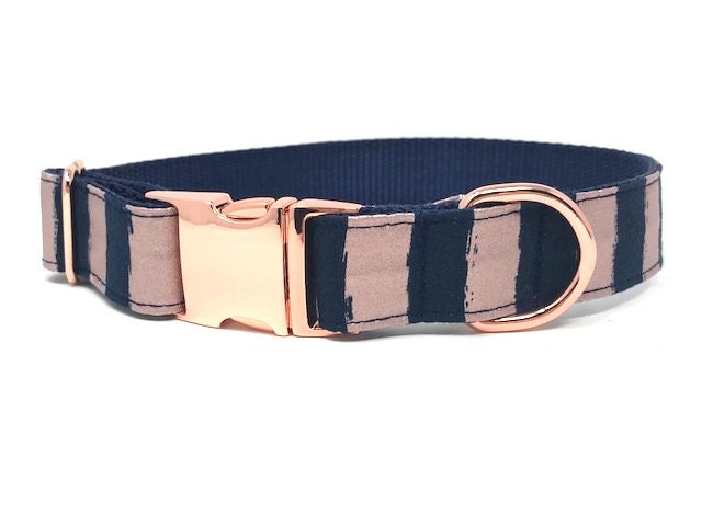Pink, Rose Gold, Blue, Dog Collar, Stripes, Floral, Navy Blue, Girls, Female, Fancy, Designer, Fashion, Personalized, Engraved, Customized