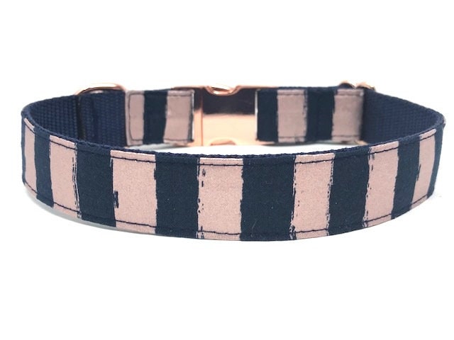 Pink, Rose Gold, Blue, Dog Collar, Stripes, Floral, Navy Blue, Girls, Female, Fancy, Designer, Fashion, Personalized, Engraved, Customized
