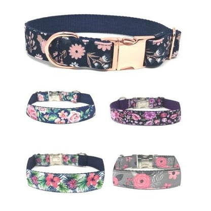 Floral, Dog Collar, For Girls, Pink, Purple, Rose Gold, Blue, Green, Gray, Female, Personalized, Engraved, Small, Medium, Large, Extra Large