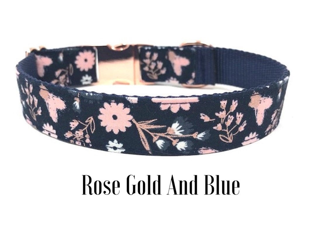 Floral, Dog Collar, For Girls, Pink, Purple, Rose Gold, Blue, Green, Gray, Female, Personalized, Engraved, Small, Medium, Large, Extra Large
