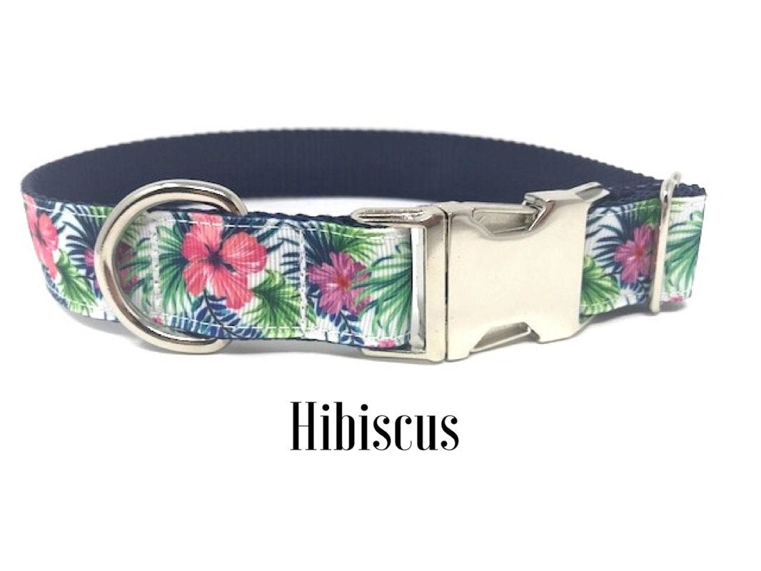 Floral, Dog Collar, For Girls, Pink, Purple, Rose Gold, Blue, Green, Gray, Female, Personalized, Engraved, Small, Medium, Large, Extra Large