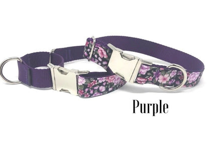 Floral, Dog Collar, For Girls, Pink, Purple, Rose Gold, Blue, Green, Gray, Female, Personalized, Engraved, Small, Medium, Large, Extra Large