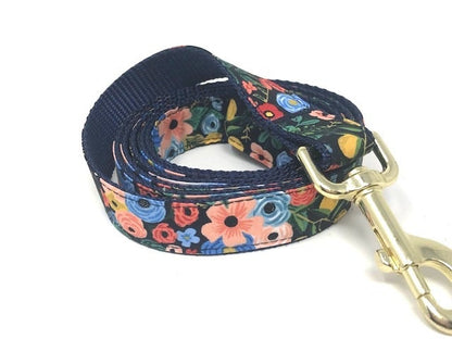 Wide Floral Dog Collar, For Girls, Female, Flowers, Vintage, Blue, Pink, Green, Pretty, Fancy, Gold, Personalized, Engraved, Custom, Trendy