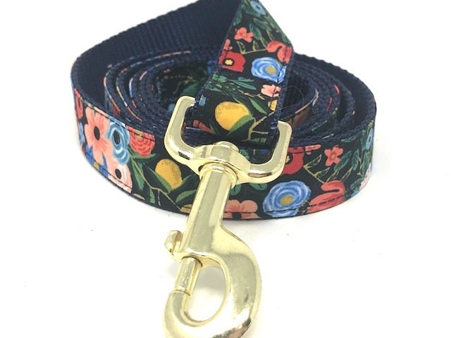 Wide Floral Dog Collar, For Girls, Female, Flowers, Vintage, Blue, Pink, Green, Pretty, Fancy, Gold, Personalized, Engraved, Custom, Trendy