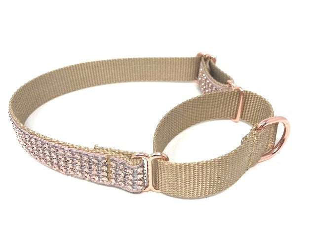 Rhinestone, Martingale Dog Collar, Girl, Rose Gold, Fancy, Personalized, Engraved, Designer, Custom, Puppy, Cute, Wedding, Bling, Sparkle