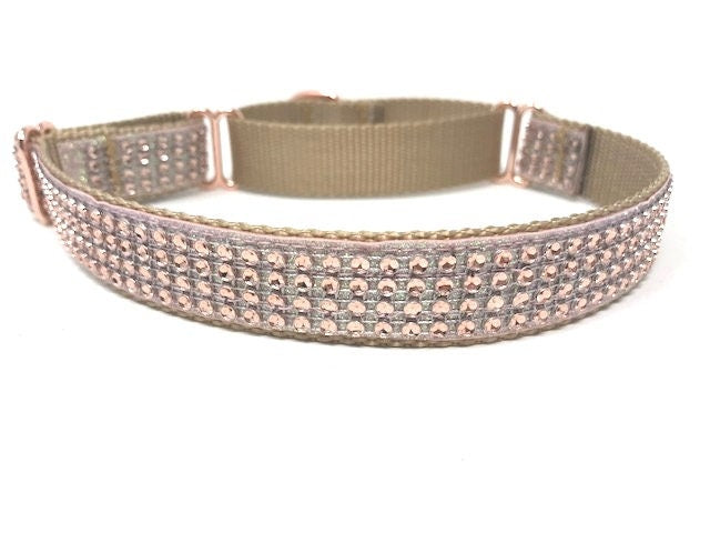 Rhinestone, Martingale Dog Collar, Girl, Rose Gold, Fancy, Personalized, Engraved, Designer, Custom, Puppy, Cute, Wedding, Bling, Sparkle