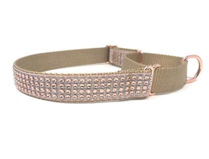 Rhinestone, Martingale Dog Collar, Girl, Rose Gold, Fancy, Personalized, Engraved, Designer, Custom, Puppy, Cute, Wedding, Bling, Sparkle