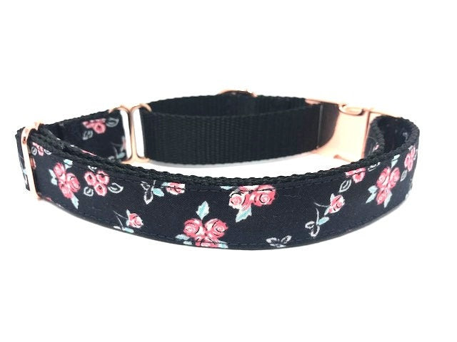 Martingale Dog Collar, With Buckle, Girls, Female, Pink, Black, Rose Gold, Teal, Green, Blue, Personalized, Engraved, Red, Black