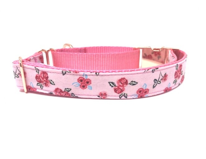 Martingale Dog Collar, With Buckle, Girls, Female, Pink, Black, Rose Gold, Teal, Green, Blue, Personalized, Engraved, Red, Black