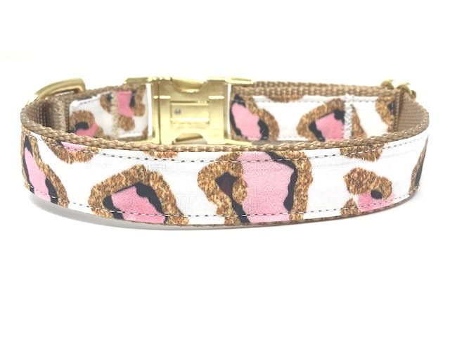 Girl Dog Collar, Leopard, Cheetah, Custom Dog Collar, Puppy Collar, Small Dog Collar, Engraved Dog Collar, Designer Dog Collar, Cute, Large