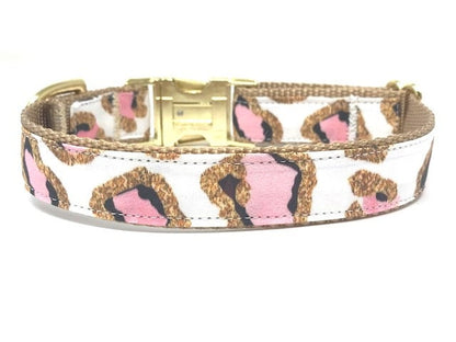 Girl Dog Collar, Leopard, Cheetah, Custom Dog Collar, Puppy Collar, Small Dog Collar, Engraved Dog Collar, Designer Dog Collar, Cute, Large