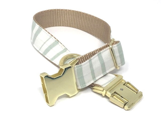 Personalized, Dog Collar, Girls, Boys, Stripe, Rose Gold, Gold, Teal, Aqua, Engraved, Striped, Trendy, Metal Hardware, Female, Male, Trendy