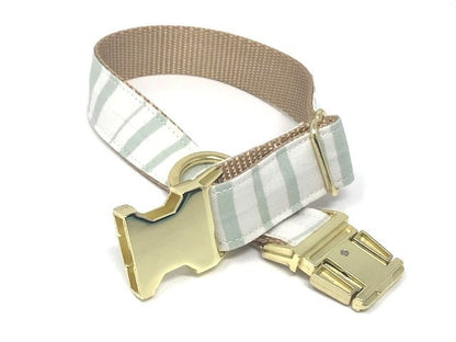Personalized, Dog Collar, Girls, Boys, Stripe, Rose Gold, Gold, Teal, Aqua, Engraved, Striped, Trendy, Metal Hardware, Female, Male, Trendy