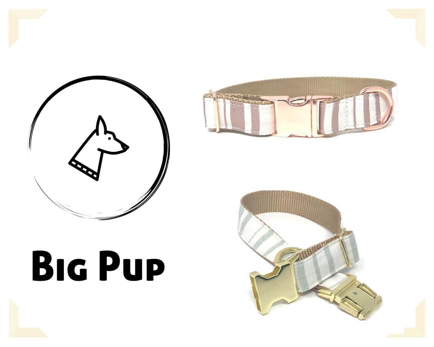 Personalized, Dog Collar, Girls, Boys, Stripe, Rose Gold, Gold, Teal, Aqua, Engraved, Striped, Trendy, Metal Hardware, Female, Male, Trendy