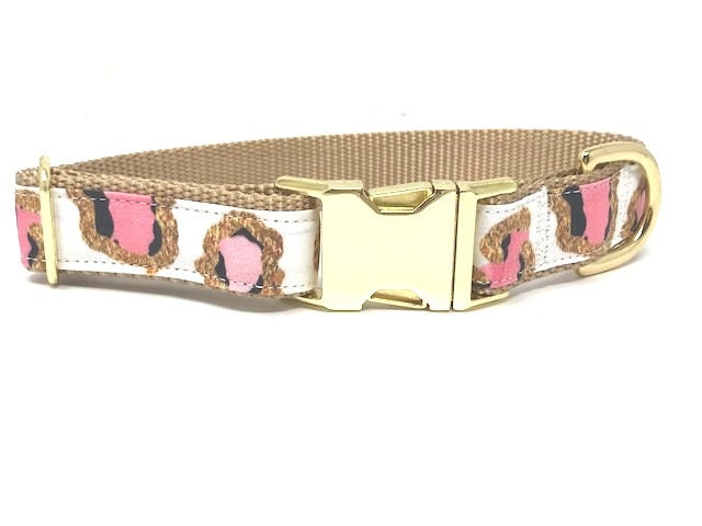 Girl Dog Collar, Leopard, Cheetah, Custom Dog Collar, Puppy Collar, Small Dog Collar, Engraved Dog Collar, Designer Dog Collar, Cute, Large