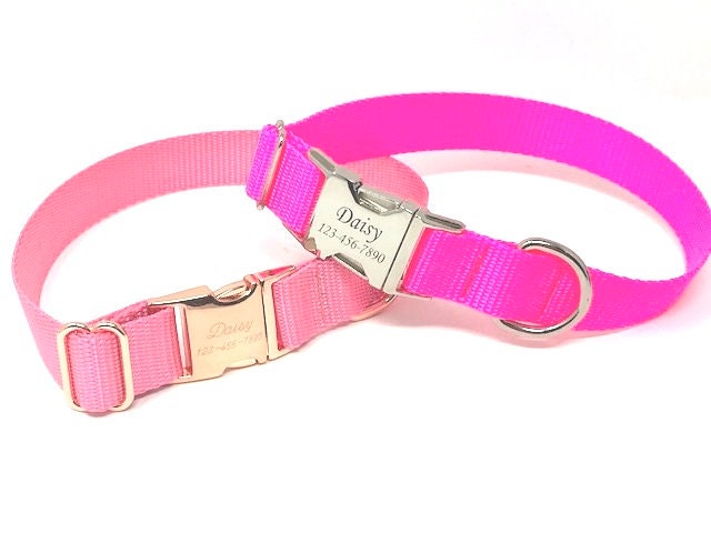 Personalized Dog Collars, Blue, Puppy Collar, Boy, Males, Laser Engraved, Custom, Silver, Gold, Dog ID Tag, Small, Designer, Cute, Nylon