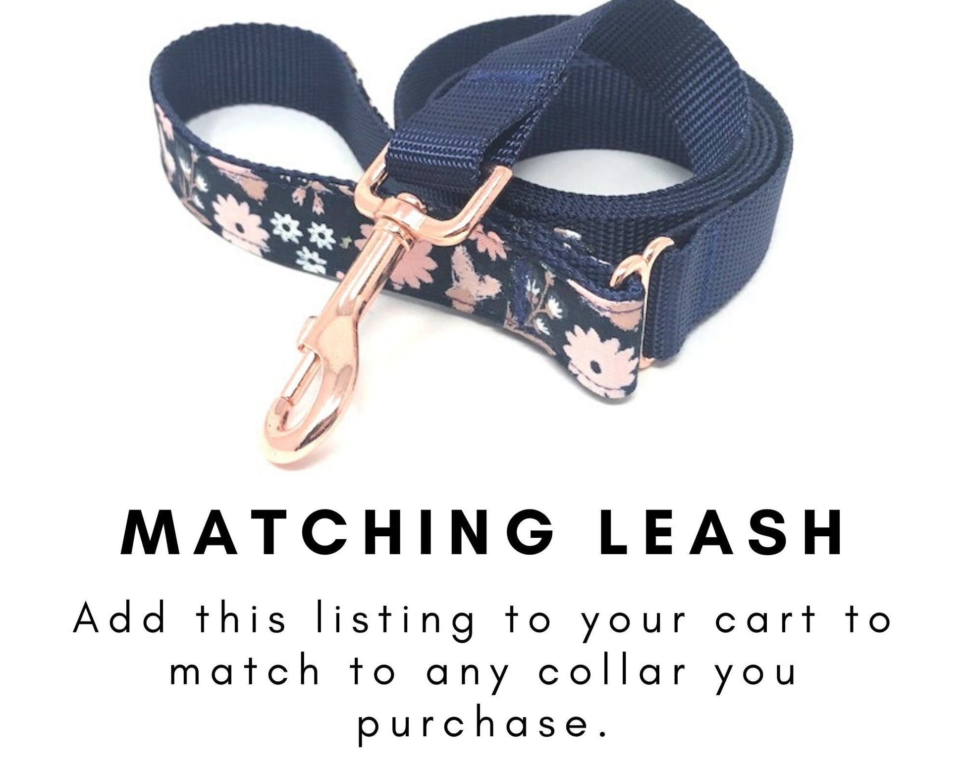 Dog Leash, Lead, Match To Any Collar, Fabric Handle, Matching Leash, Girls, Boys, Rose Gold, Gold, Silver, 5 Foot