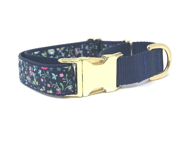 Floral, Martingale Dog Collar, With Buckle, For Girls, Pink, Blue, Green, Gold, Personalized, Engraved, Female, Summer, Training Collar