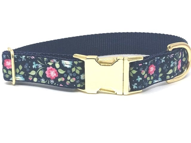 Floral, Martingale Dog Collar, With Buckle, For Girls, Pink, Blue, Green, Gold, Personalized, Engraved, Female, Summer, Training Collar
