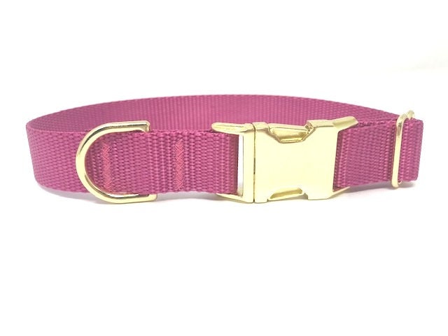 Dog Collar Girl, Pink, Raspberry, Gold Nylon Girl Dog Collar, Female, Personalized Dog Collar, Engraved Dog Collar, Custom, Puppy, Cat Colla
