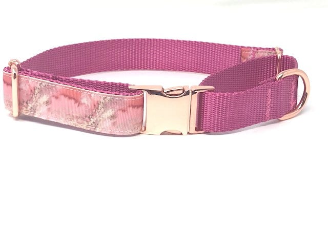 Martingale Dog Collar, With Metal Buckle, For Girls, Marble Print, Pink, Rose Gold, Personalized, Training Collar, Choker Collar, Greyhound