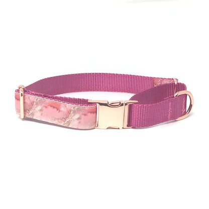 Martingale Dog Collar, With Metal Buckle, For Girls, Marble Print, Pink, Rose Gold, Personalized, Training Collar, Choker Collar, Greyhound