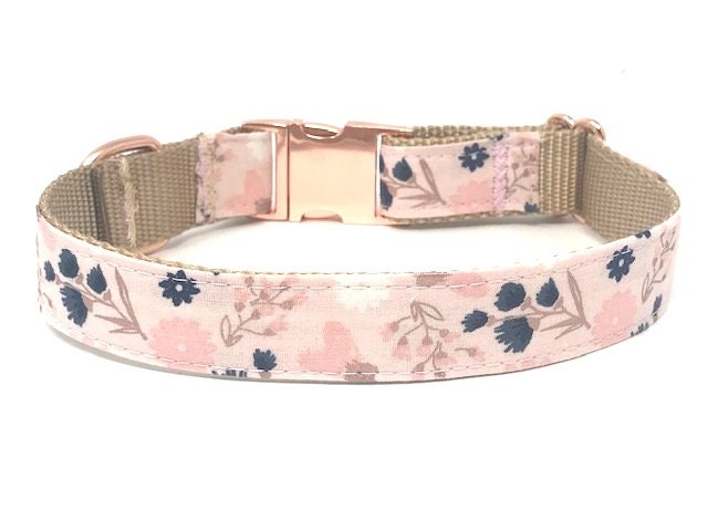 Floral, Dog Collar, For Girls, Pink, Rose Gold, Blush, Female, Fashion, Personalized, Engraved, Cat Collar, Fancy, Custom Dog Collar, Pet